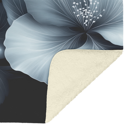Monochrome_Floral_Line_Art_on_Solid_Blac_H_Blanket_Sherpa_Mockup.png