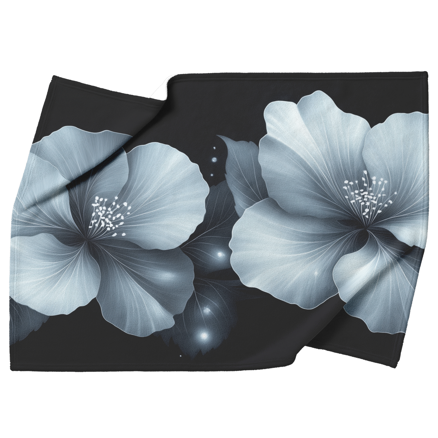 Monochrome_Floral_Line_Art_on_Solid_Blac_H_Blanket_Top_Bottom_Folds_Mockup.png