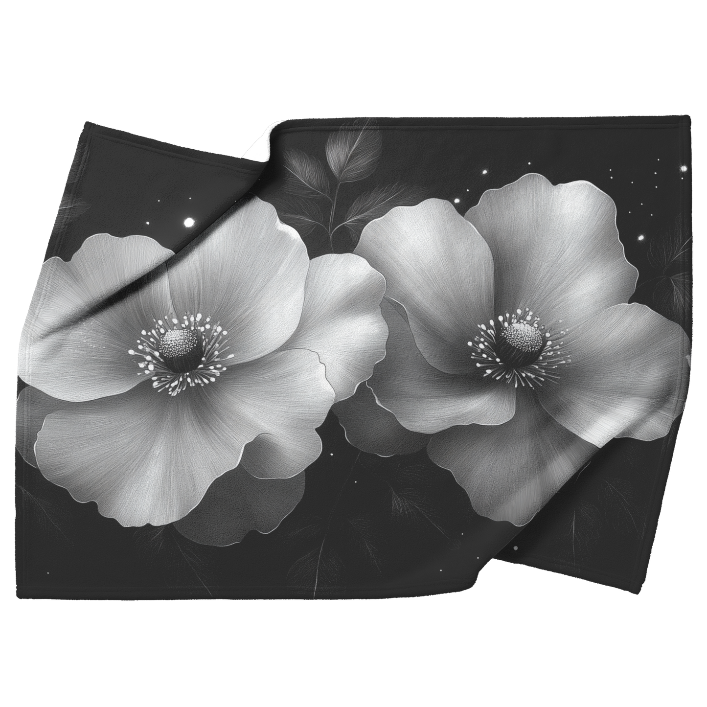 Monochrome_Floral_Line_Art_on_Solid_Blac_H_Blanket_Top_Bottom_Folds_Mockup.png