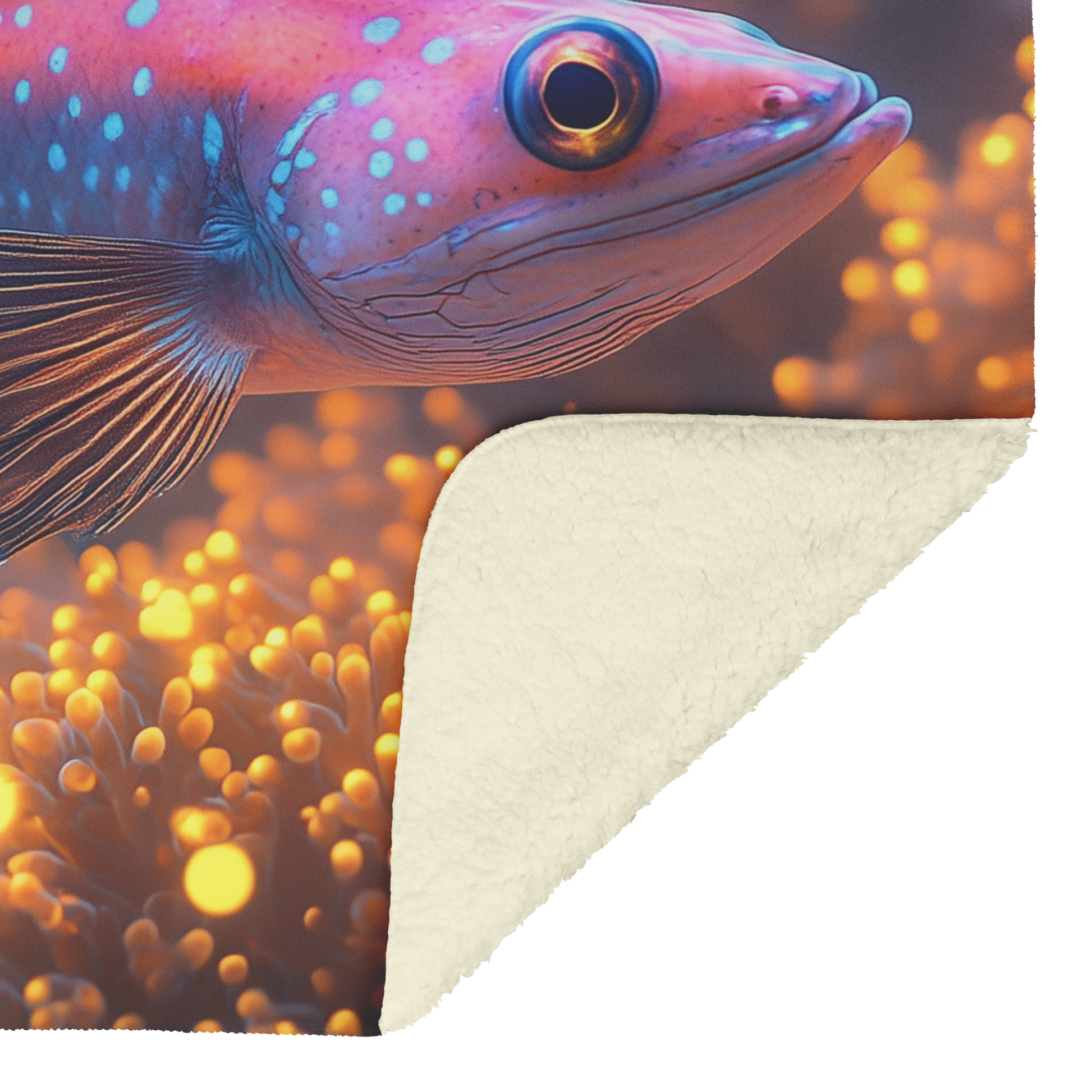 Moray_Eel_Swimming_Through_Glowing_Coral_H_Blanket_Sherpa_Mockup.png