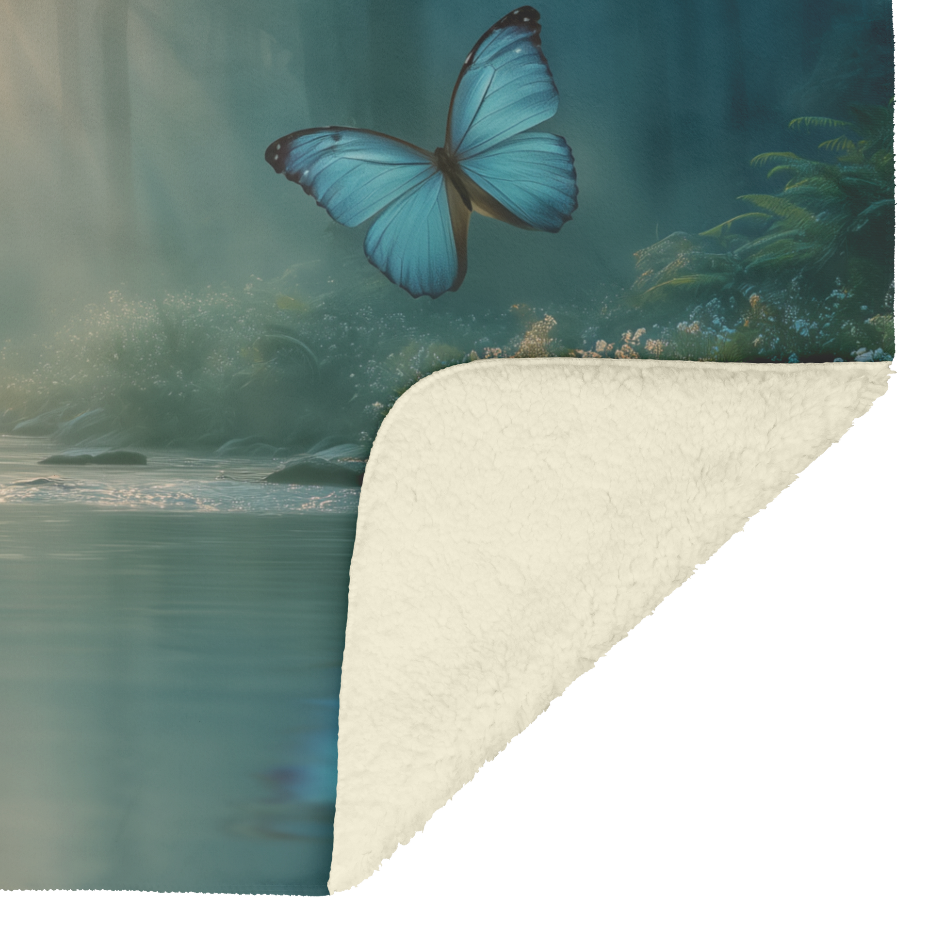 Morpho_Butterflies_Flying_Above_Reflecti_H_Blanket_Sherpa_Mockup.png