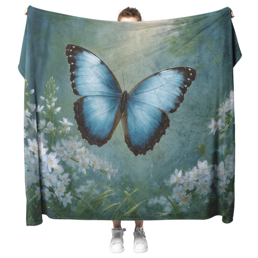 Morpho_Butterfly_Perched_On_Dew_Covered__H_Blanket_Model_Mockup.png
