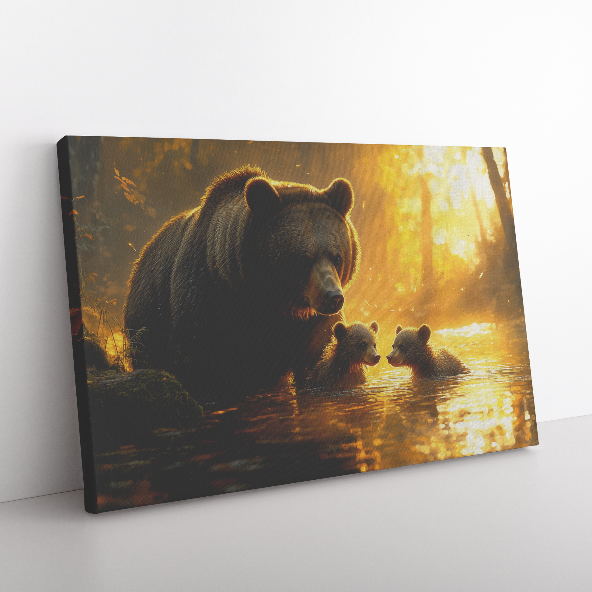 Mother_Black_Bear_with_Cubs_Exploring_a__H_Rectangle_Angle_Floor_Mockup.png