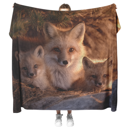 Mother_Fox_And_Cubs_Snuggled_In_Glowing__H_Blanket_Model_Mockup.png