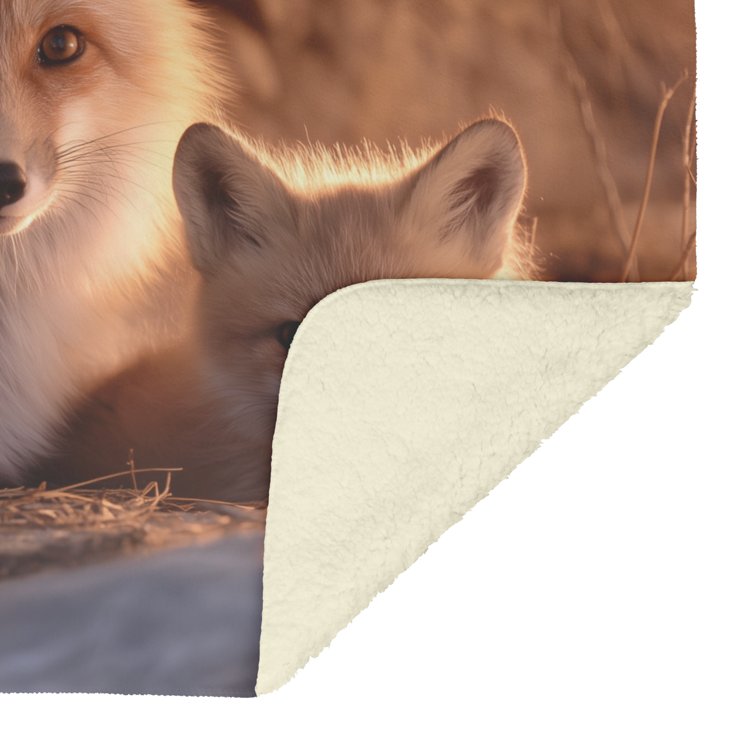 Mother_Fox_And_Cubs_Snuggled_In_Glowing__H_Blanket_Sherpa_Mockup.png