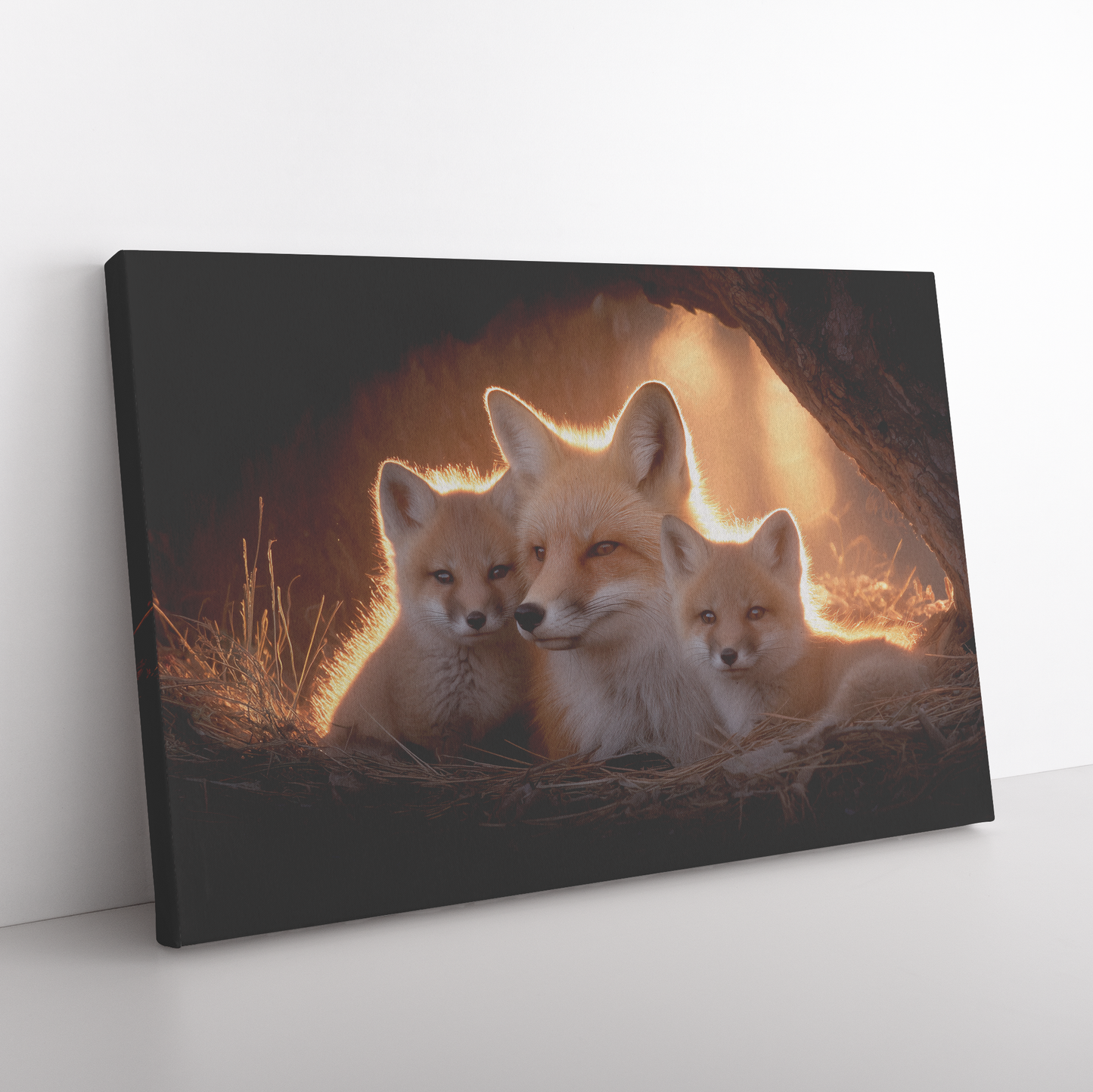 Mother_Fox_and_Cubs_Snuggled_in_Glowing__H_Rectangle_Angle_Floor_Mockup.png_15524213