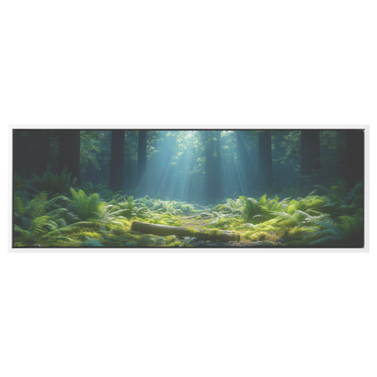 Mystical_Forest_Sunlight_Tall_Redwoods_F_White_Framed_Canvas_H_Panoramic_Main_Mockup.png