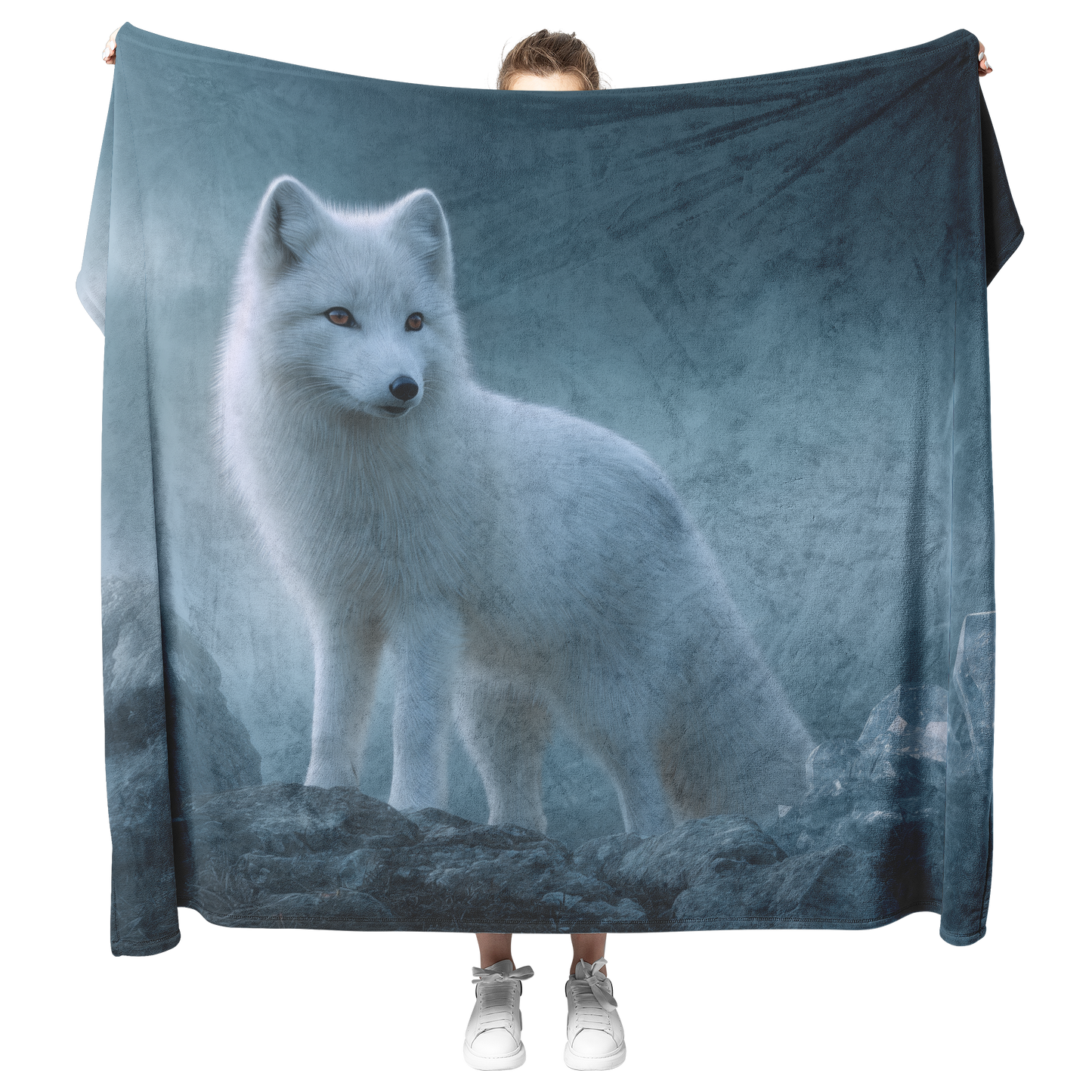 Mystical_White_Fox_Standing_In_Moonlit_F_H_Blanket_Model_Mockup.png