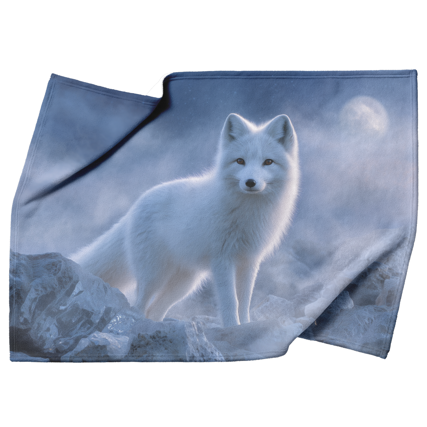 Mystical_White_Fox_Standing_In_Moonlit_F_H_Blanket_Top_Bottom_Folds_Mockup.png