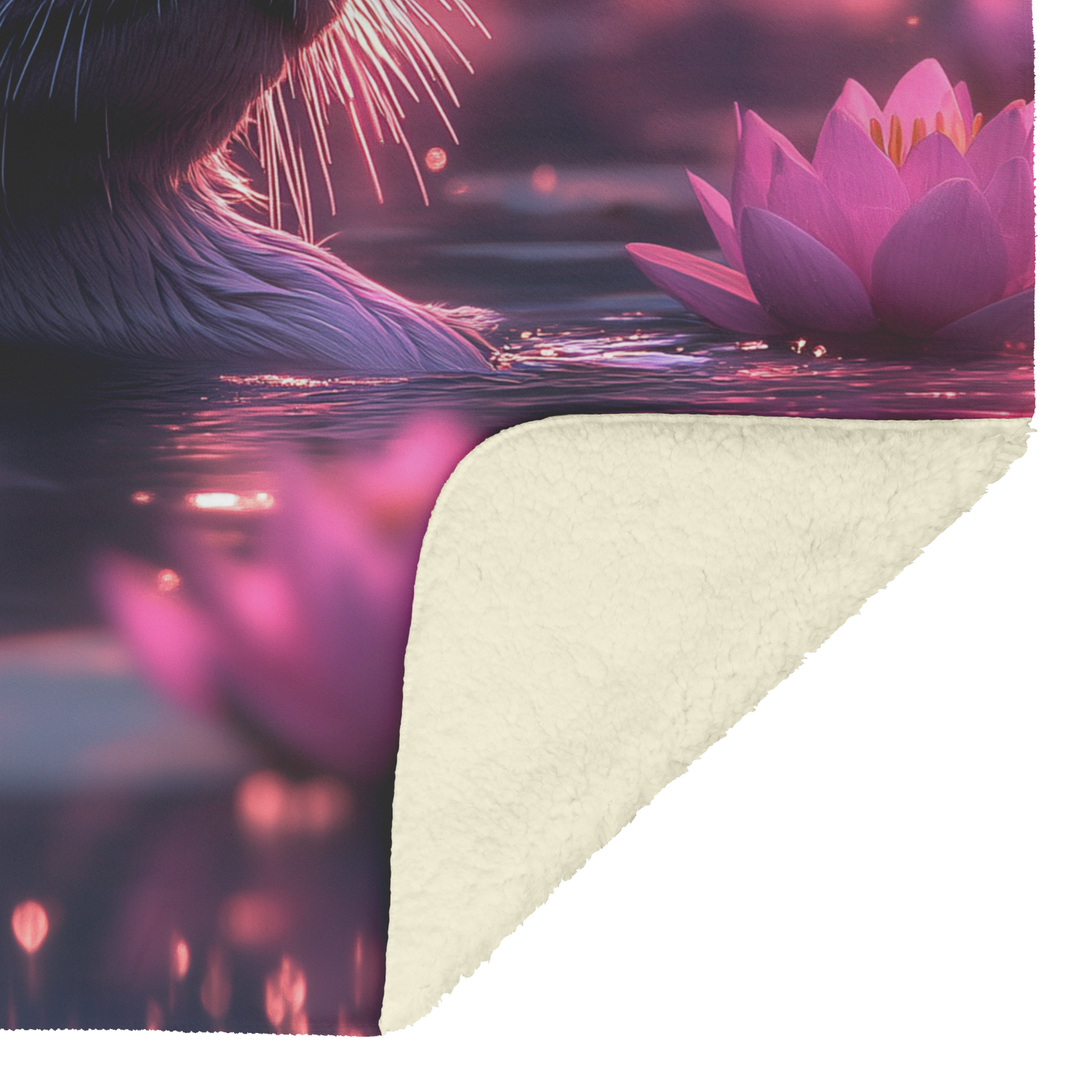 Otter_Resting_in_a_Glowing_Pond_Surround_H_Blanket_Sherpa_Mockup.png