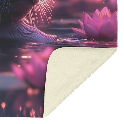 Otter_Resting_in_a_Glowing_Pond_Surround_H_Blanket_Sherpa_Mockup.png