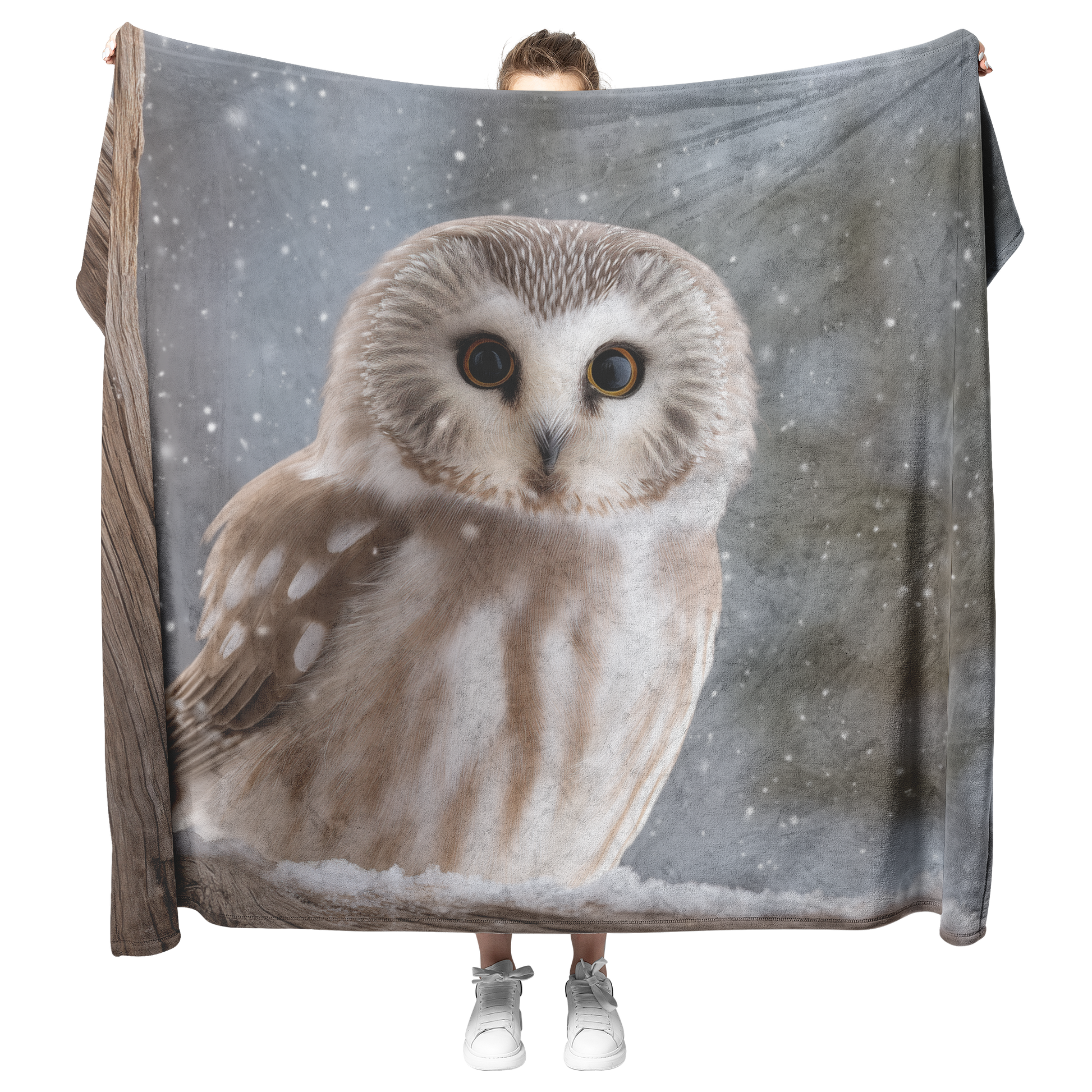 Owl_Perched_Inside_Wooden_Window_Frame_W_H_Blanket_Model_Mockup.png