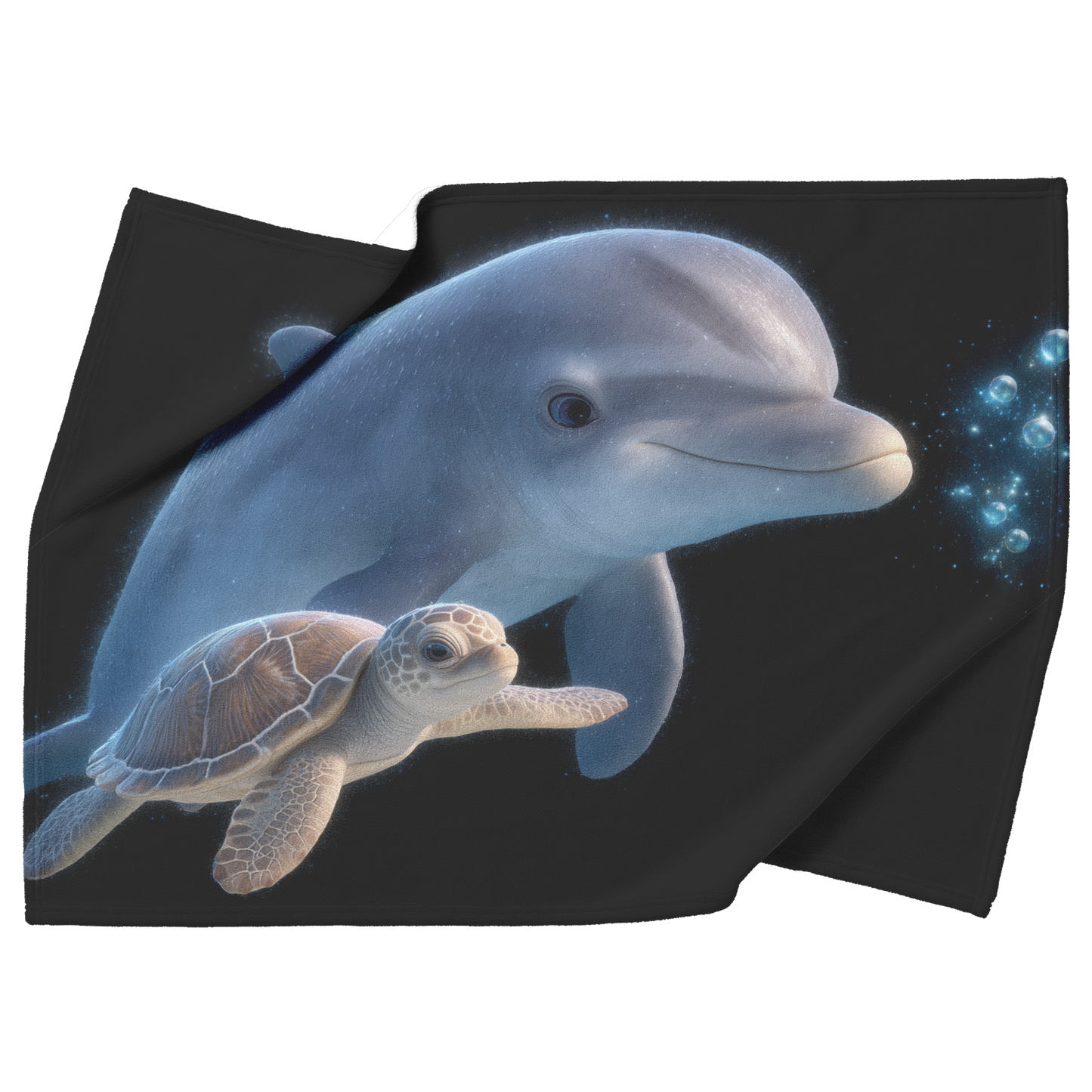 Photorealistic_Baby_Dolphin_And_Sea_Turt_H_Blanket_Top_Bottom_Folds_Mockup.png