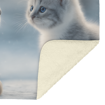 Puppy Giving Heart Shaped Chocolates to Kitten Sherpa Fleece Throw Blanket Cute Cozy Design Loving Valentines Day Gift
