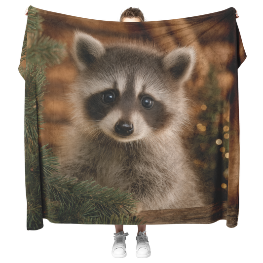 Raccoon_Cub_Decorating_Christmas_Tree_In_H_Blanket_Model_Mockup.png