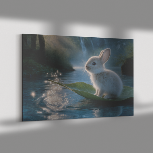 Realistic_Bunny_Riding_Leaf_Boat_on_Spar_H_Rectangle_Dramatic_Shadow_Mockup.png_15347019