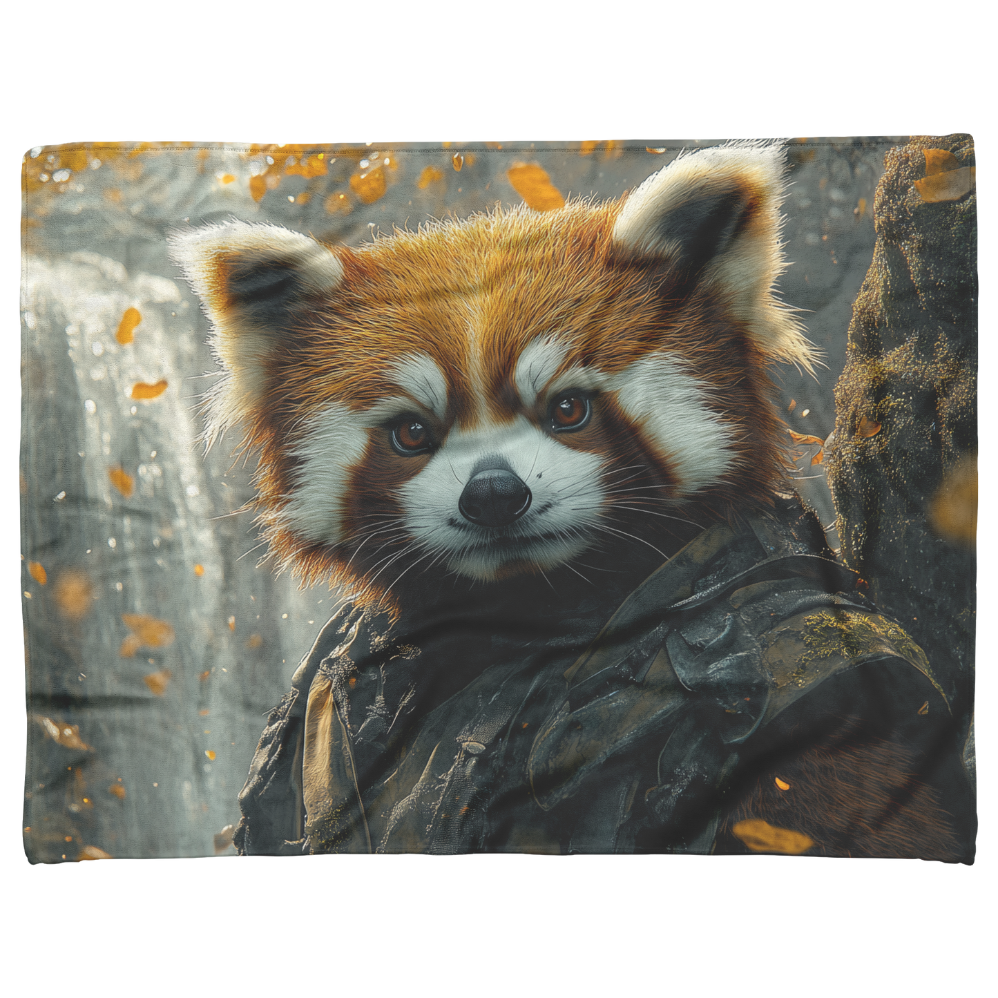 Red_Panda_Standing_Near_a_Glowing_Waterf_H_Blanket_AS_Flat_Mockup.png