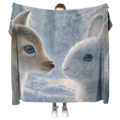 Reindeer_And_Snow_Bunnies_Playing_In_Win_H_Blanket_Model_Mockup.png