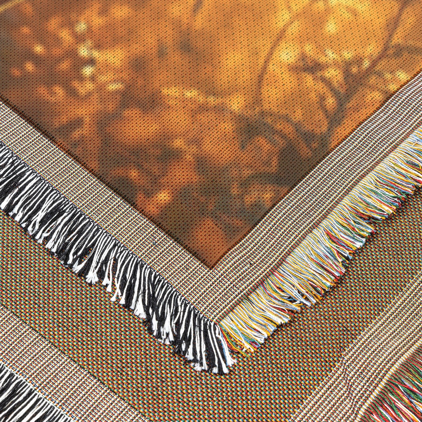 Serene Child Praying in Golden Sunlight  Inspirational Christian Woven Throw Blanket Capturing Innocence Prayer and Divine Serenity in Nature - Awakening Righteousness