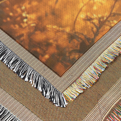 Serene Child Praying in Golden Sunlight  Inspirational Christian Woven Throw Blanket Capturing Innocence Prayer and Divine Serenity in Nature - Awakening Righteousness