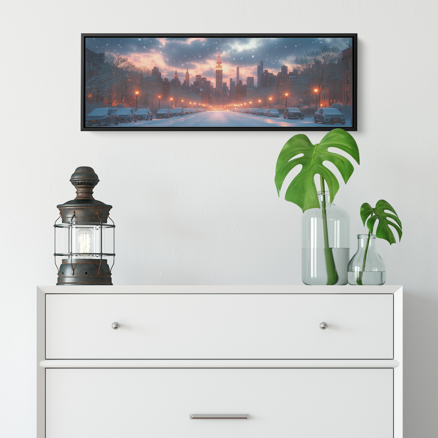 Serene_Winter_Skyline_New_York_City_Snow_Framed_Canvas_H_Panoramic_Small_Lifesty_Mockup.png