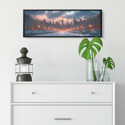 Serene_Winter_Skyline_New_York_City_Snow_Framed_Canvas_H_Panoramic_Small_Lifesty_Mockup.png