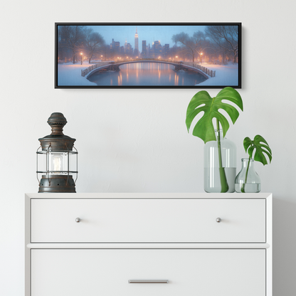 Serene_Winter_Skyline_New_York_City_Snow_Framed_Canvas_H_Panoramic_Small_Lifesty_Mockup.png