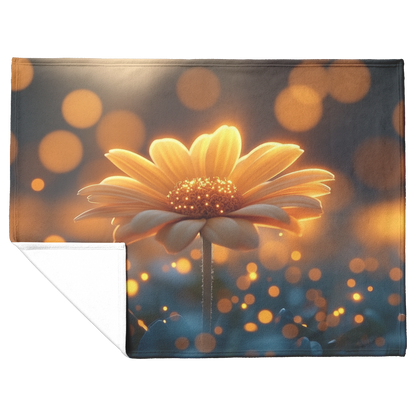 Single_Glowing_Yellow_Daisy_in_Twilight__H_Blanket_Flat_Fold_Mockup.png
