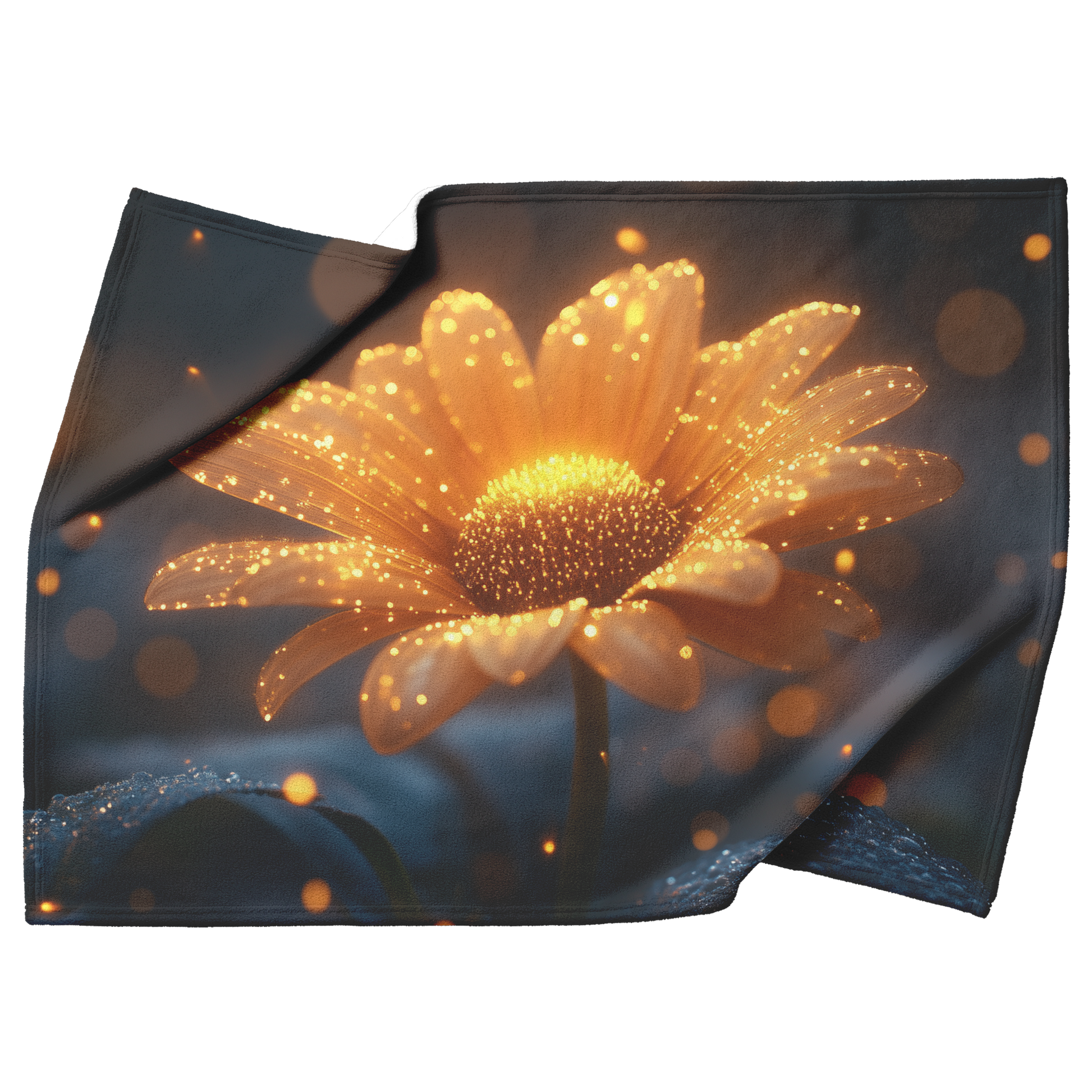 Single_Glowing_Yellow_Daisy_in_Twilight__H_Blanket_Top_Bottom_Folds_Mockup.png