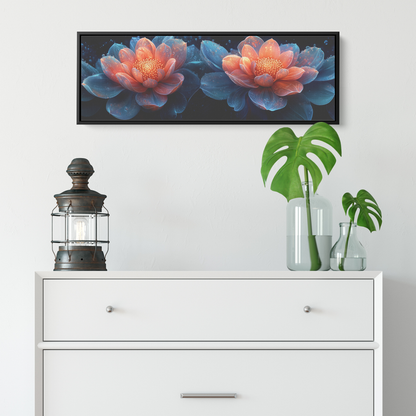 Stylized_Flowers_Swirling_Circular_Cores_Framed_Canvas_H_Panoramic_Small_Lifesty_Mockup.png