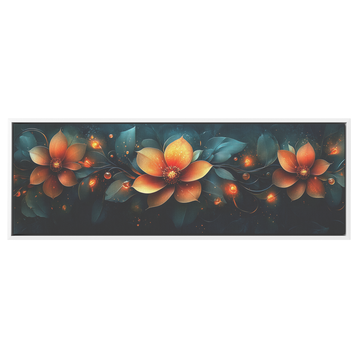 Stylized_Flowers_Swirling_Circular_Cores_White_Framed_Canvas_H_Panoramic_Main_Mockup.png