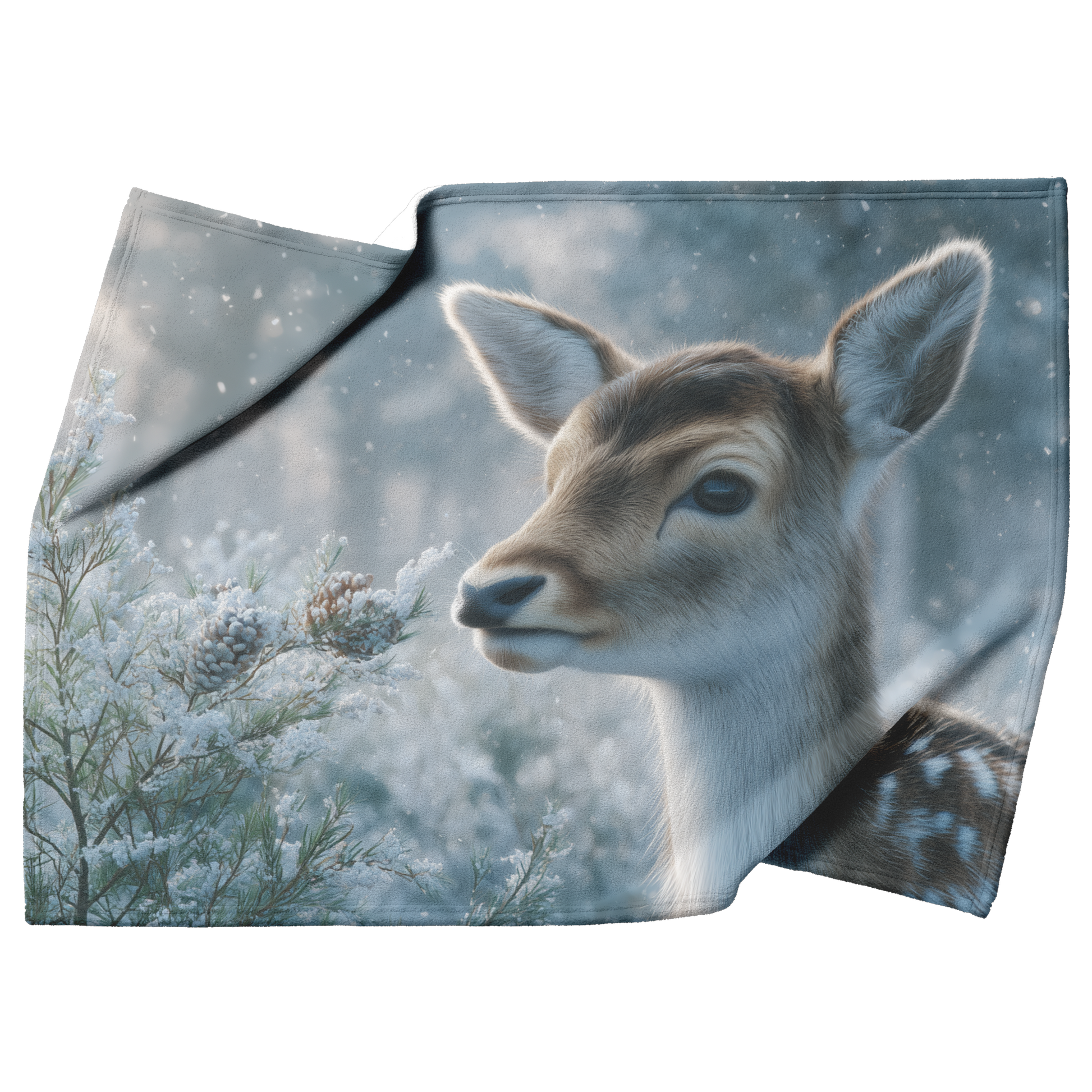 Sweet_Reindeer_Nuzzling_Snow_Covered_Pin_H_Blanket_Top_Bottom_Folds_Mockup.png