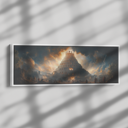Symbolic_Tower_of_Babel_Infinite_Ascent__Framed_Canvas_H_Panoramic_Dramatic_Shad_Mockup.png