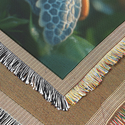 Three Baby Turtles in Vibrant Garden Cozy Woven Throw Blanket - Awakening Righteousness