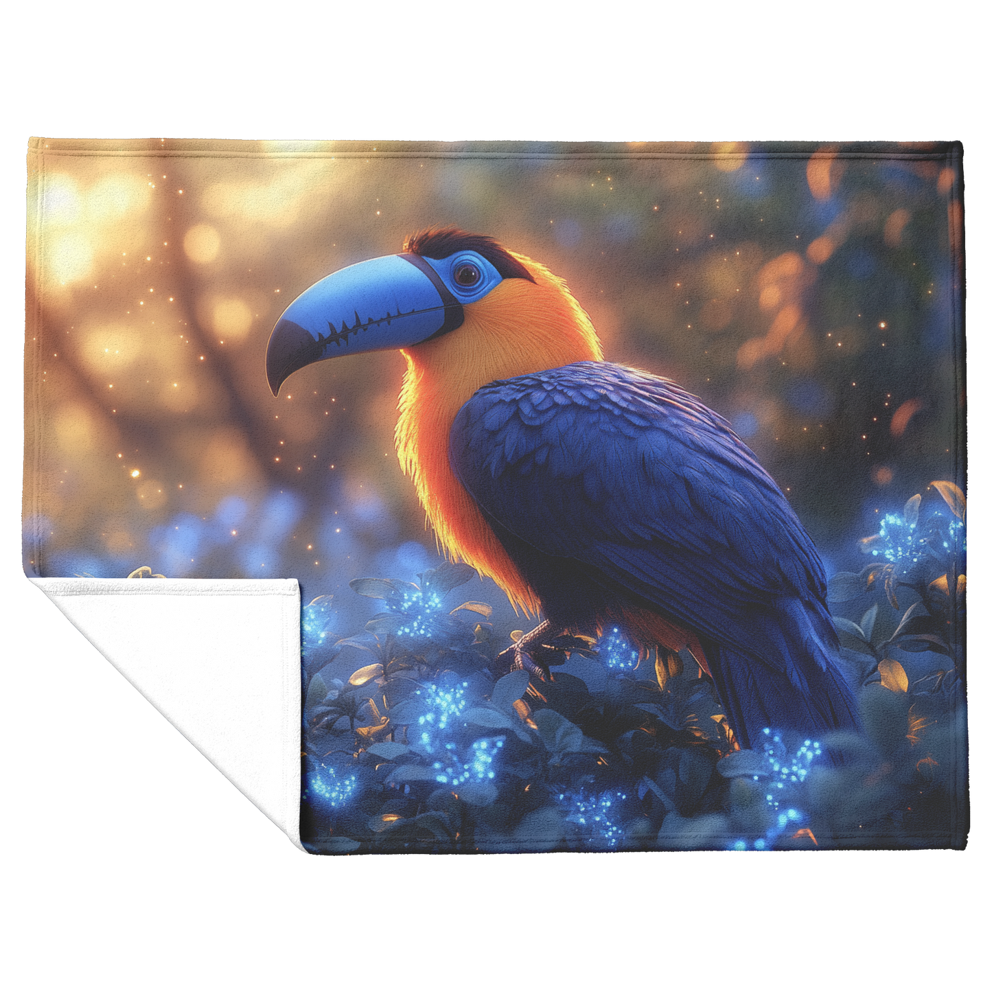 Toucan_with_Bioluminescent_Plants_and_Bl_H_Blanket_Flat_Fold_Mockup.png