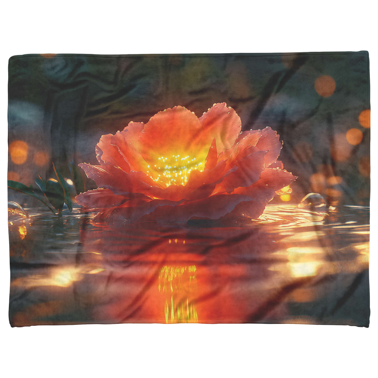 Twilight_Red_Carnation_on_Pond_Fleece_Sh_H_Blanket_AS_Flat_Mockup.png