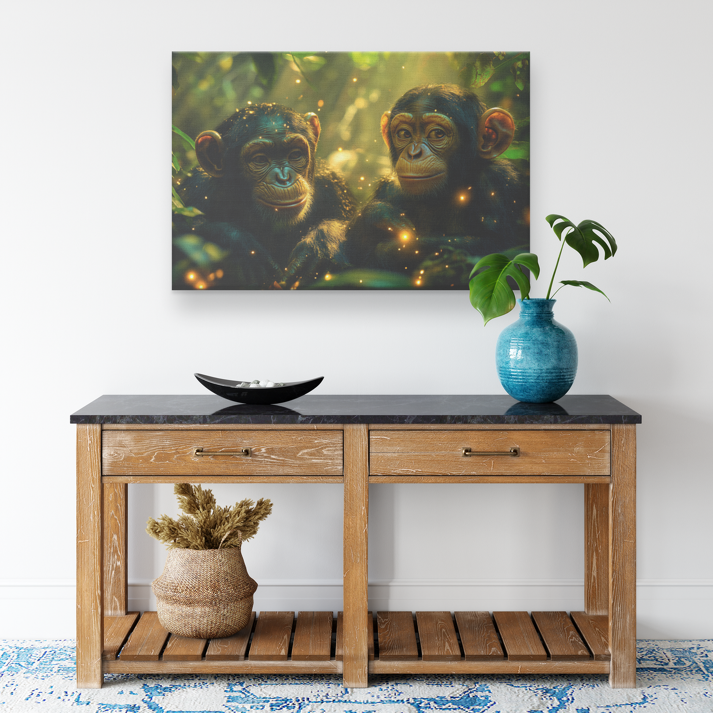 Two_Chimpanzees_Exploring_Glowing_Forest_H_Rectangle_Smaller_Lifestyle_Mockup.png