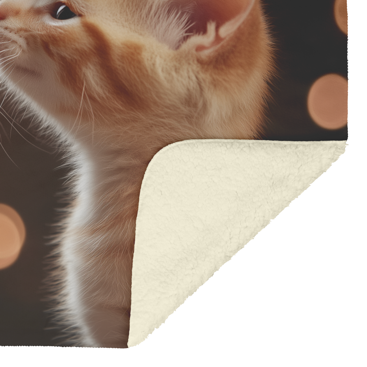 Two Kittens Touching Noses Tiny Floating Hearts Ultra Soft Fur Blue Eyes Romantic Sparkle Photorealistic High Resolution Sherpa Fleece Blanket