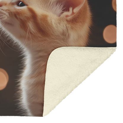 Two Kittens Touching Noses Tiny Floating Hearts Ultra Soft Fur Blue Eyes Romantic Sparkle Photorealistic High Resolution Sherpa Fleece Blanket