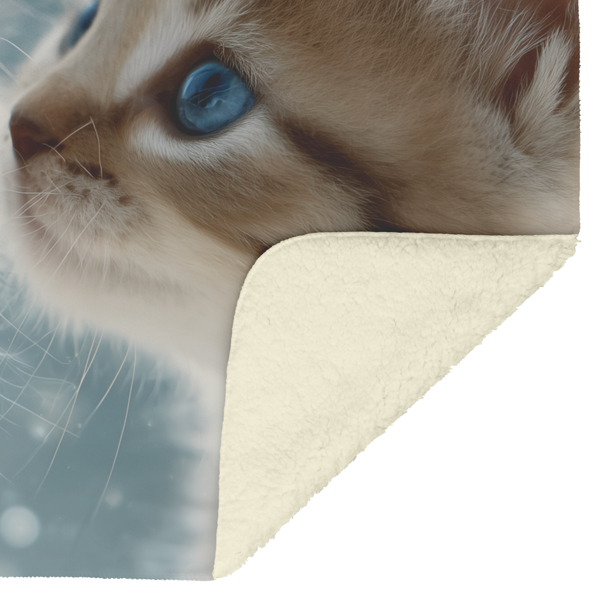 Two Kittens Touching Noses Tiny Floating Hearts Ultra Soft Fur Blue Eyes Romantic Sparkle Photorealistic High Resolution Sherpa Fleece Blanket
