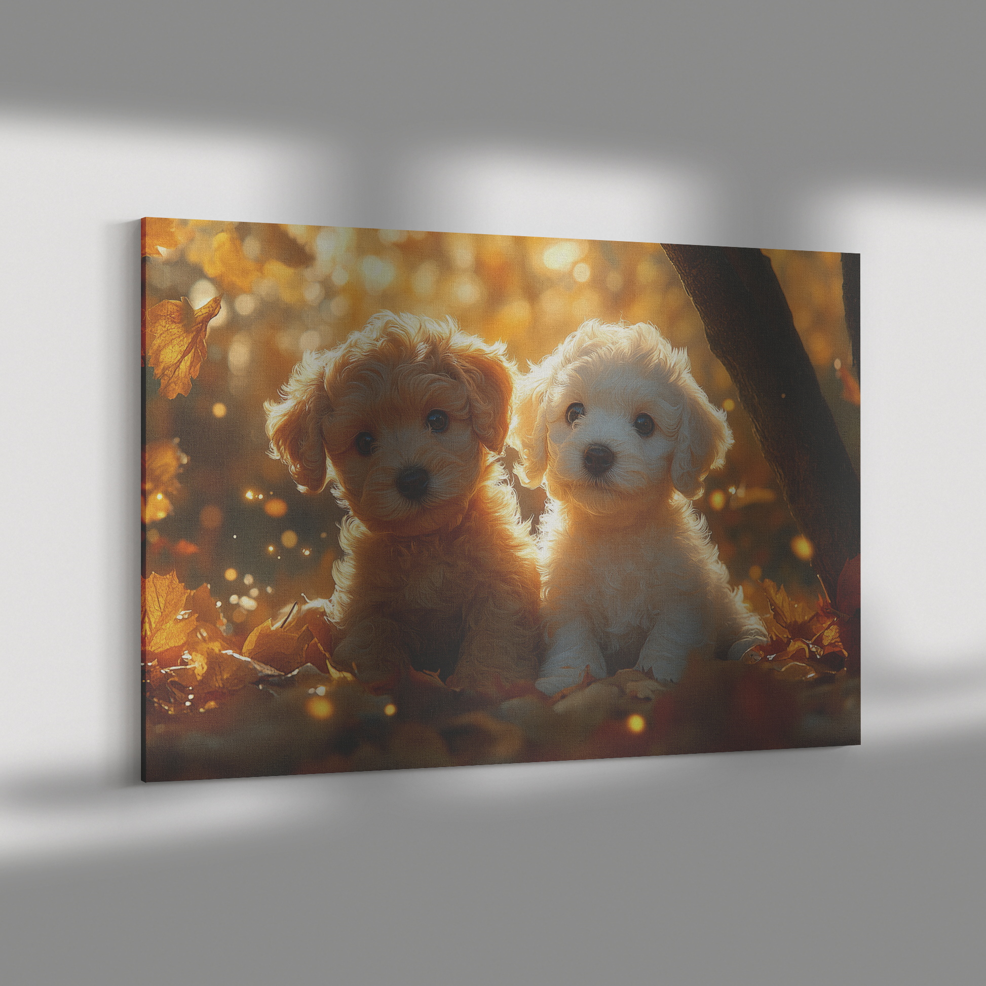 Two_Poodle_Puppies_Cuddling_Beneath_Glow_H_Rectangle_Dramatic_Shadow_Mockup.png