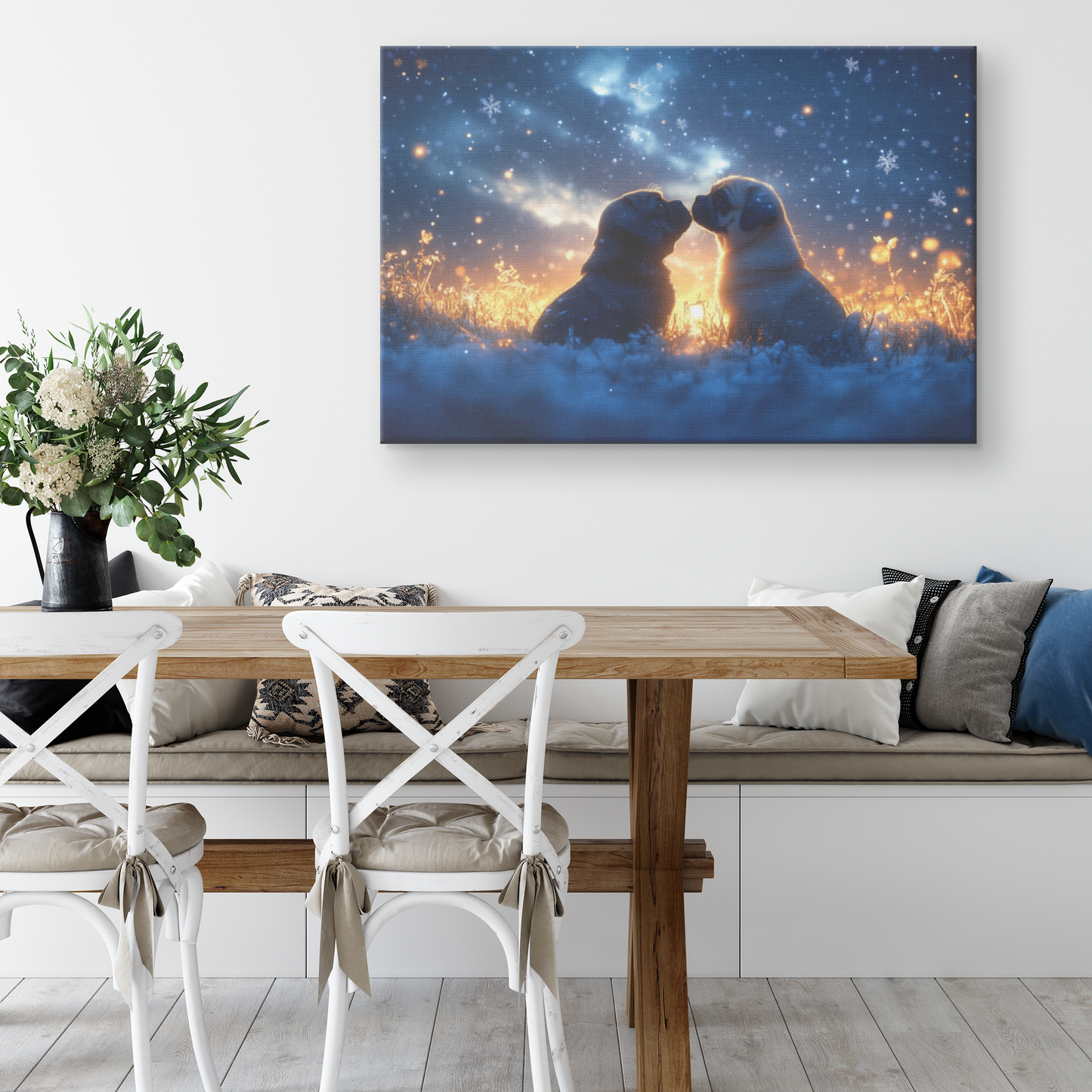 Two_Pugs_Playing_in_Glowing_Snowy_Meadow_H_Rectangle_Larger_Lifestyle_Mockup.png
