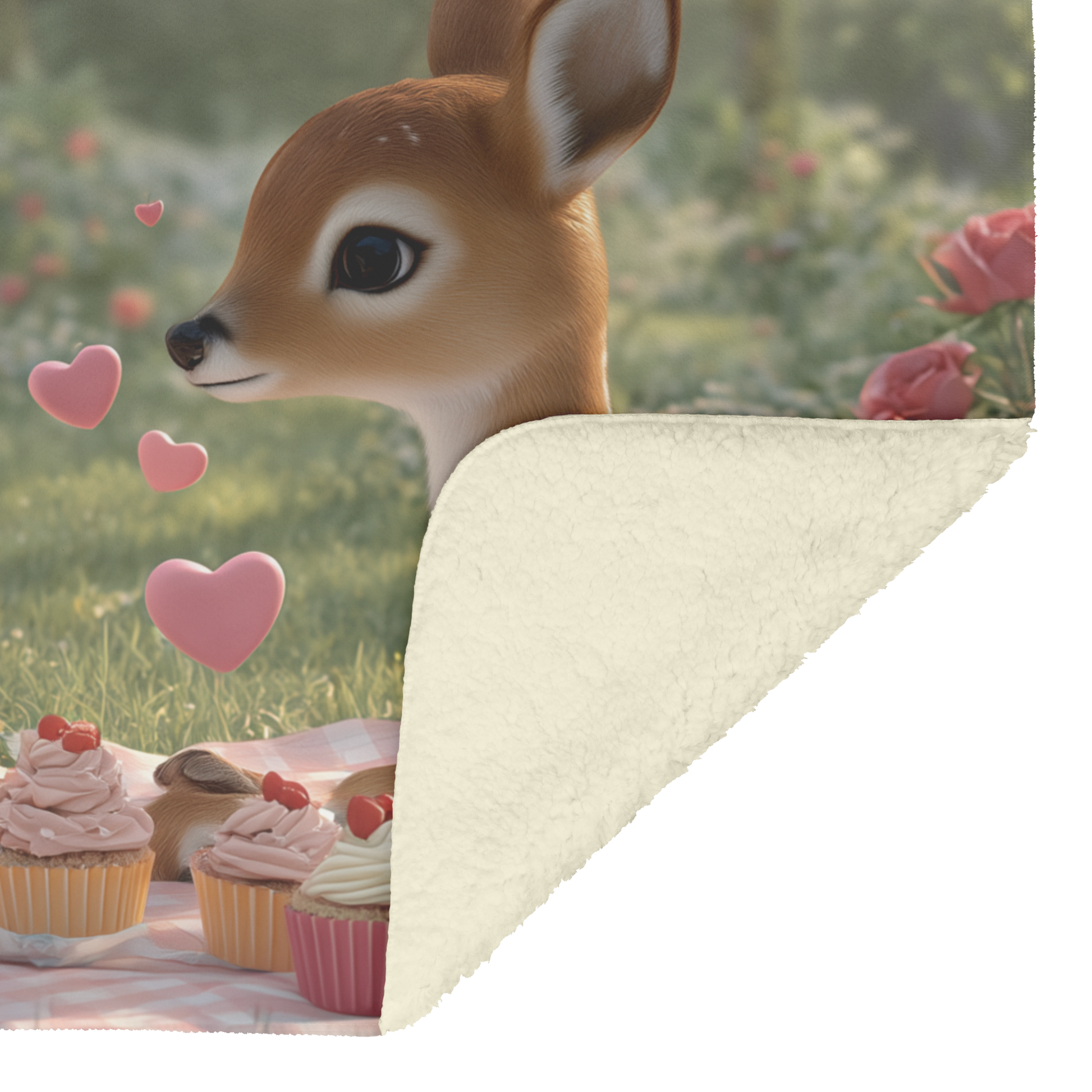 Valentine Picnic with Animals Sharing Cupcakes and Gifts Sherpa Fleece Throw Blanket Cute Cozy Design Loving Valentines Day Gift