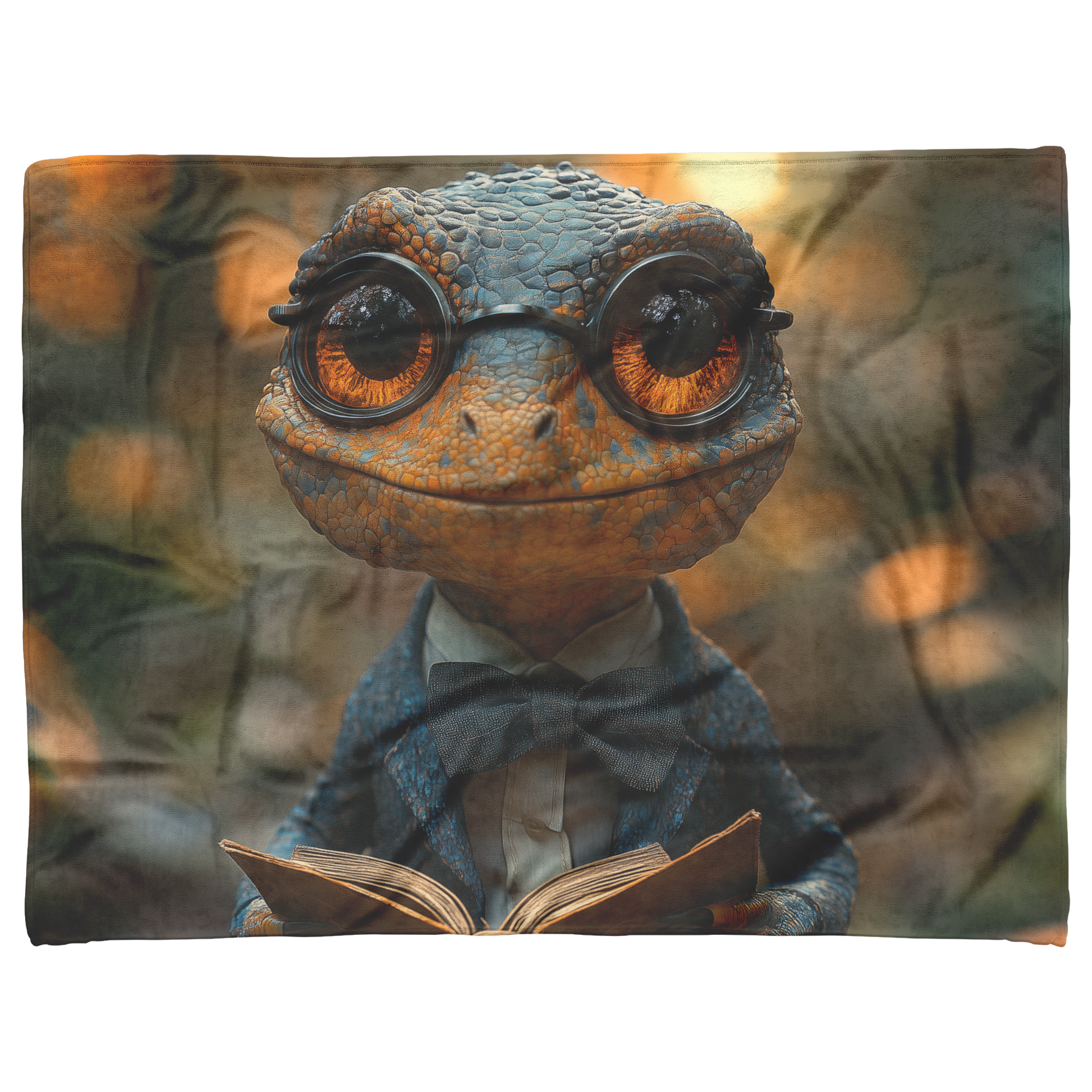 Velociraptor_Wearing_Tiny_Bow_Tie_Surrou_H_Blanket_AS_Flat_Mockup.png