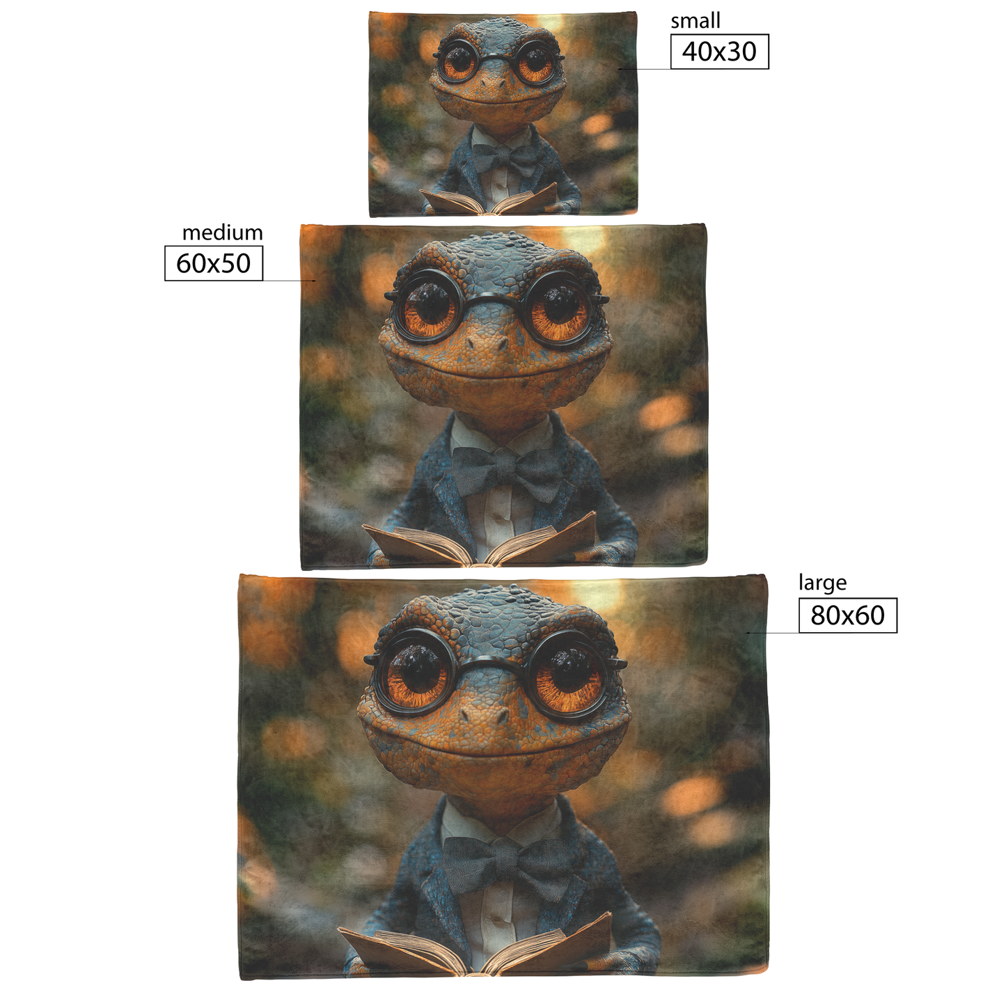 Velociraptor_Wearing_Tiny_Bow_Tie_Surrou_H_Blanket_Size_Options_Mockup.png