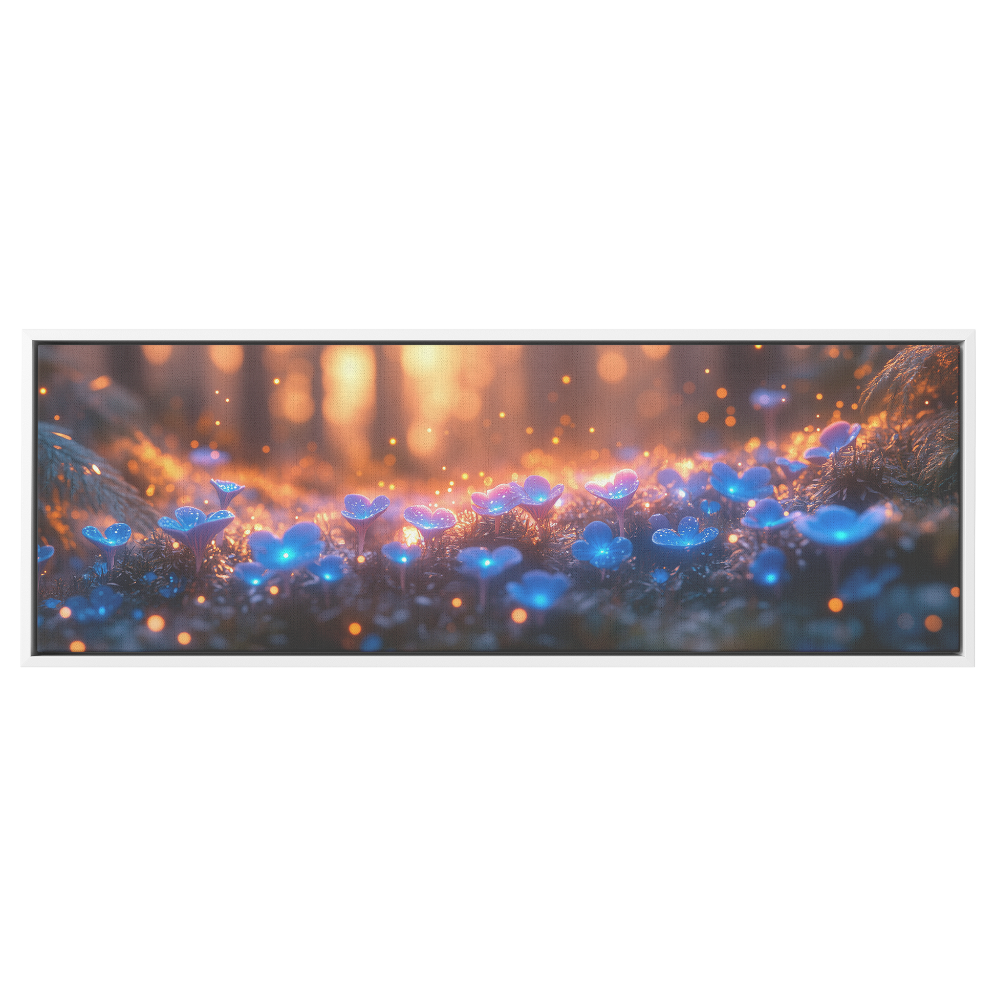 Vibrant_Fantasy_Forest_Glowing_Blue_Purp_White_Framed_Canvas_H_Panoramic_Main_Mockup.png