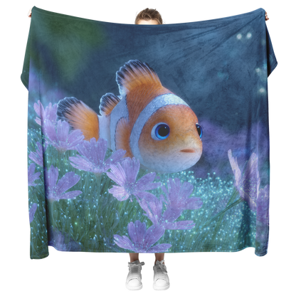 Whimsical_Clownfish_With_Blue_Eyes_Hidin_H_Blanket_Model_Mockup.png