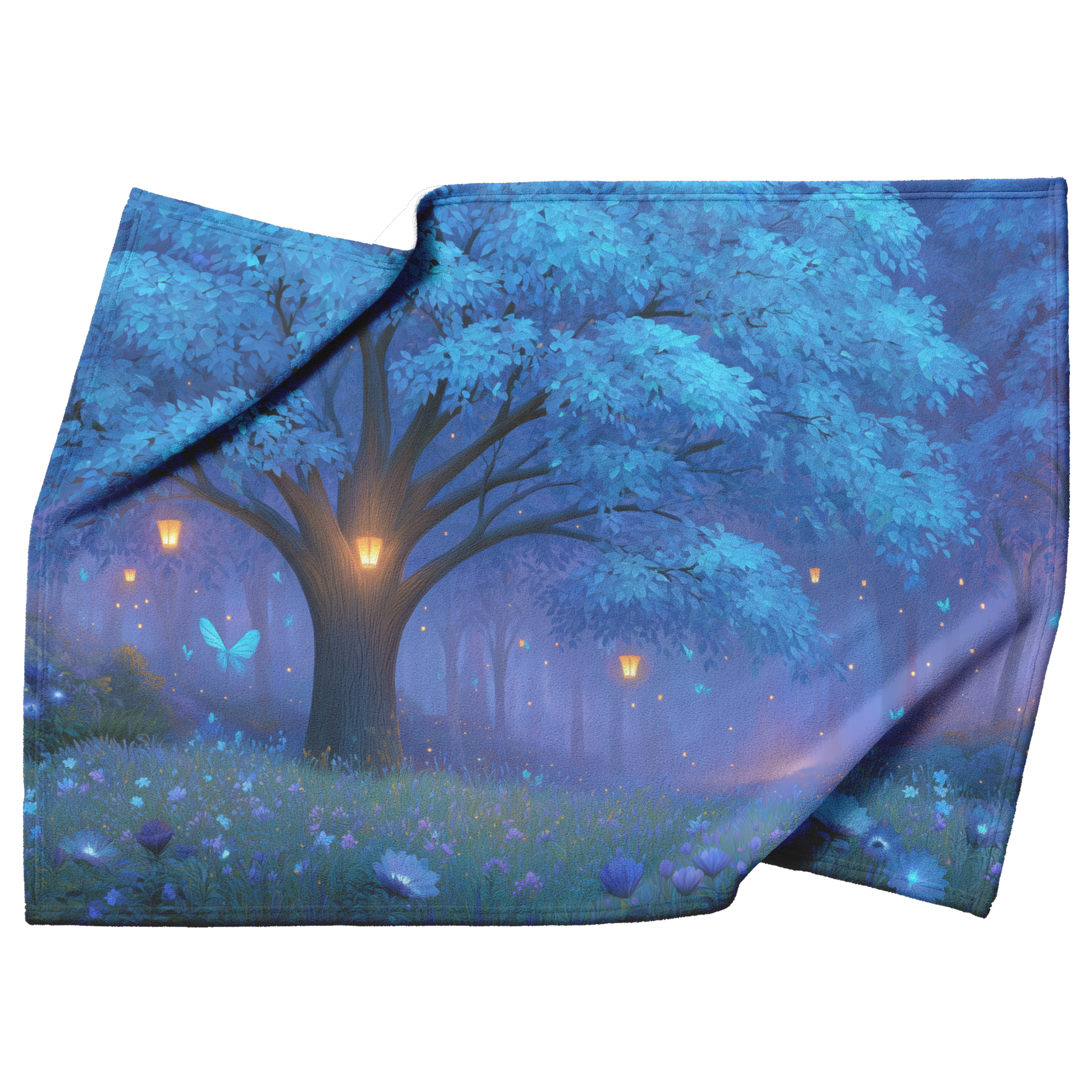Whimsical_Tree_Of_Life_With_Blue_Glowing_H_Blanket_Top_Bottom_Folds_Mockup.png