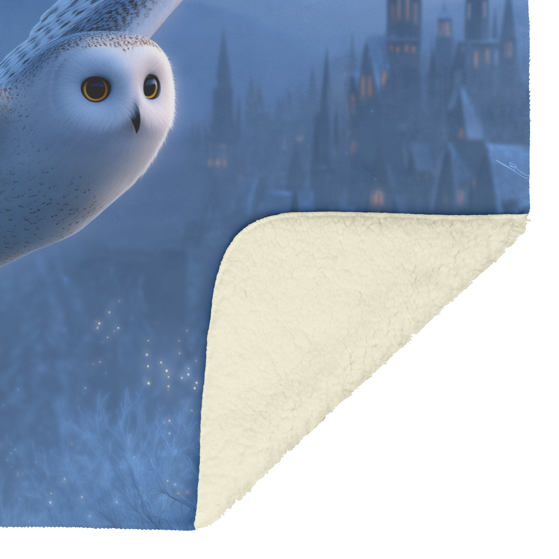 White_Owl_With_Glowing_Feathers_And_Star_H_Blanket_Sherpa_Mockup.png