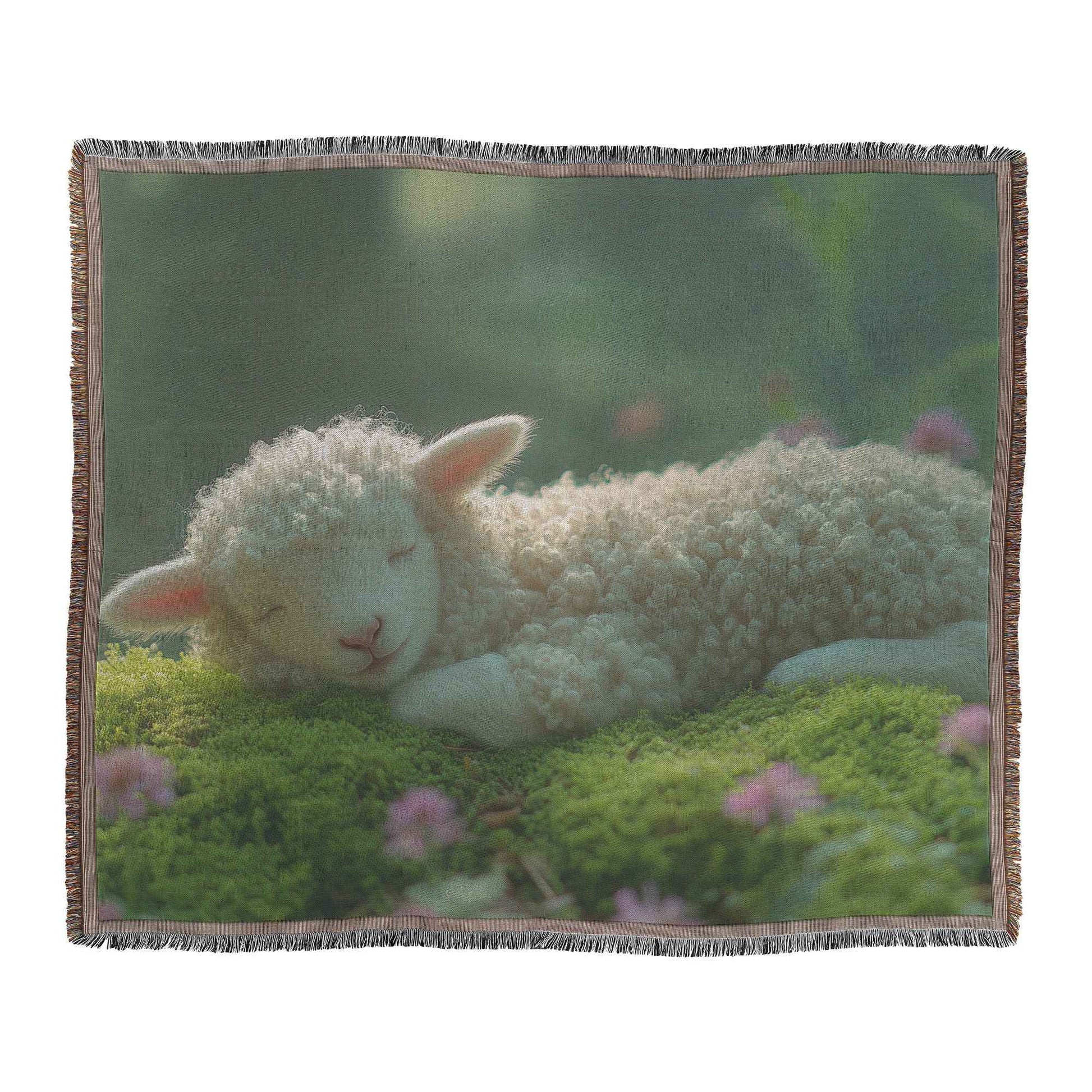 Cute Sleeping Lamb Nestled in Mossy Grass Surrounded Pink Flowers Christian Throw Blanket  Cozy Woven Kids Comfort Blanket with Hope  Holy Faith Inspired Prayer Healing Blanket for Children